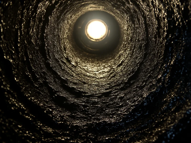 Heavy glazed creosote inside a chimney flue