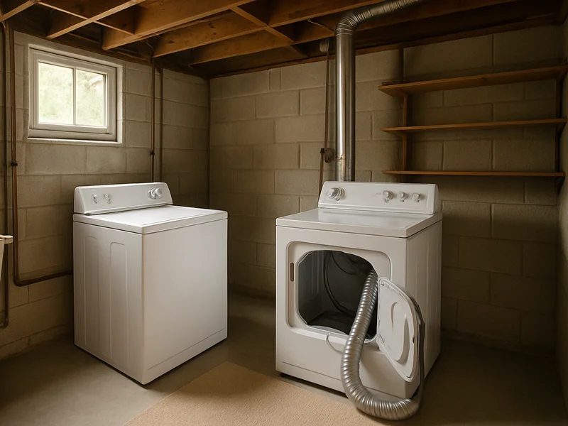 Dryer pulled out to expose the vent duct in a Kalispell home